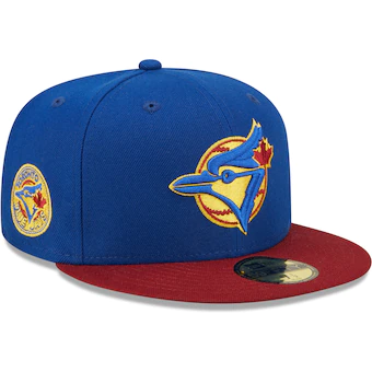 Men's Toronto Blue Jays New Era Royal/Red Logo Primary Jewel Gold Undervisor 59FIFTY Fitted Hat