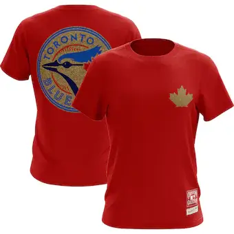 Toronto Blue Jays Mitchell & Ness Wordmark Right Spot - T-Shirt - Red